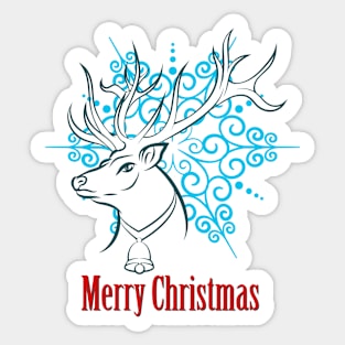 Merry Christmas Reindeer Sticker